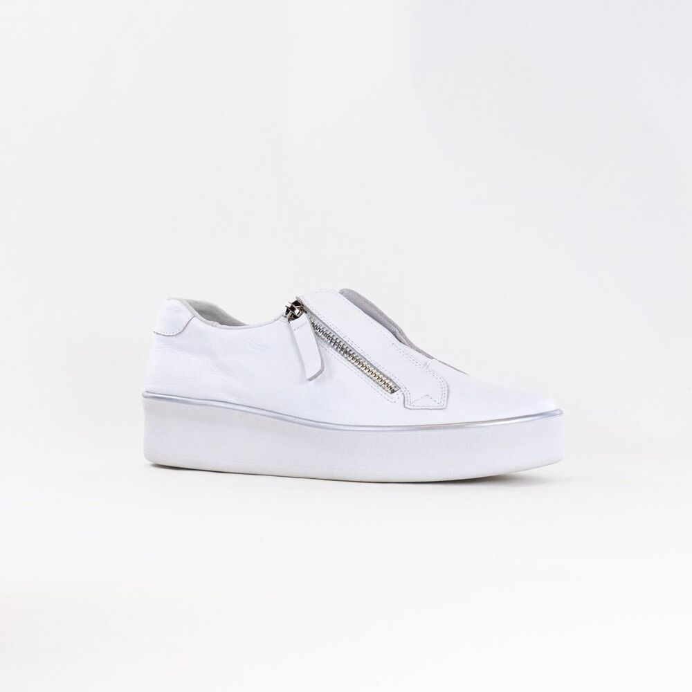 Ziera W-ZR  Zikta W Denim-white Leather Side Zip Sneaker Women's US:11 EU:41